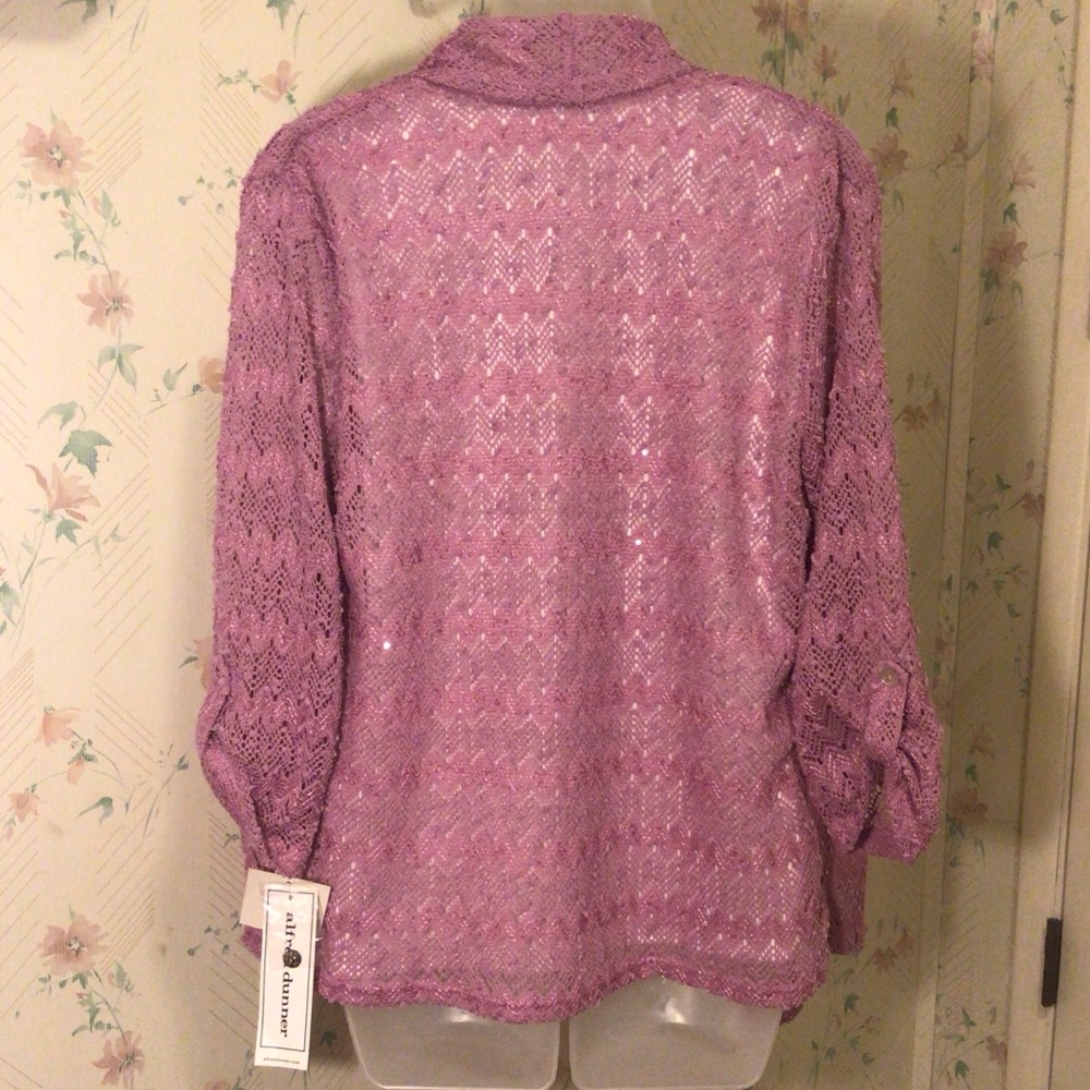 Alfred Dunner White and Purple Lace 2-in-1 Top - Picture 3 of 6